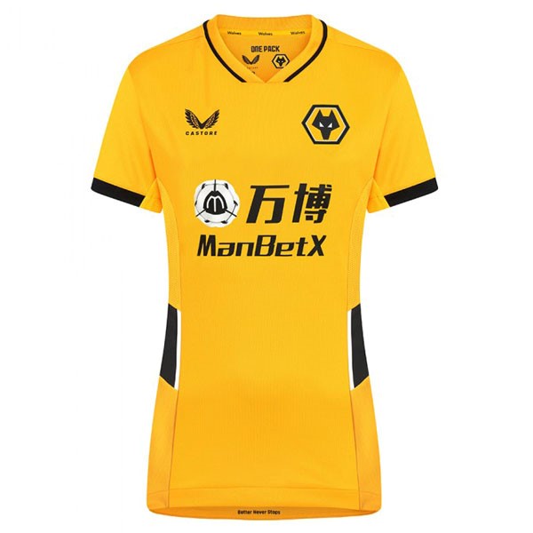 Camiseta Wolves Replica Primera Ropa Mujer 2021/22 Amarillo